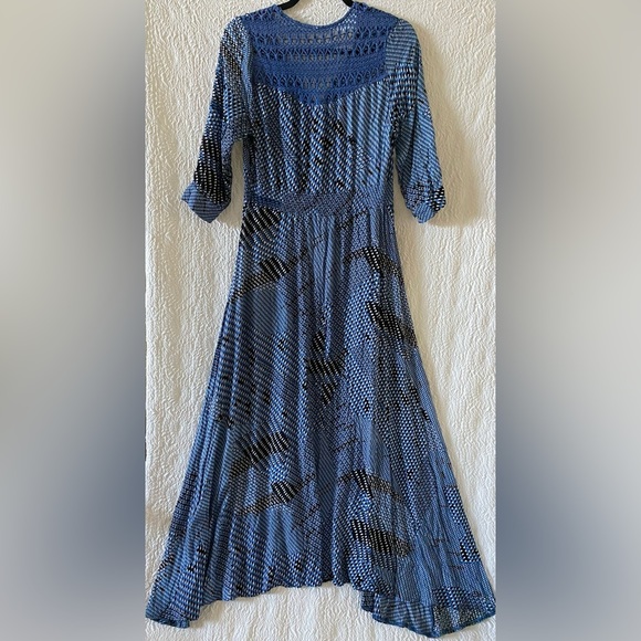 Flowy Boho Crochet Detail Split Hem Floral Maxi Dress - Picture 3 of 16